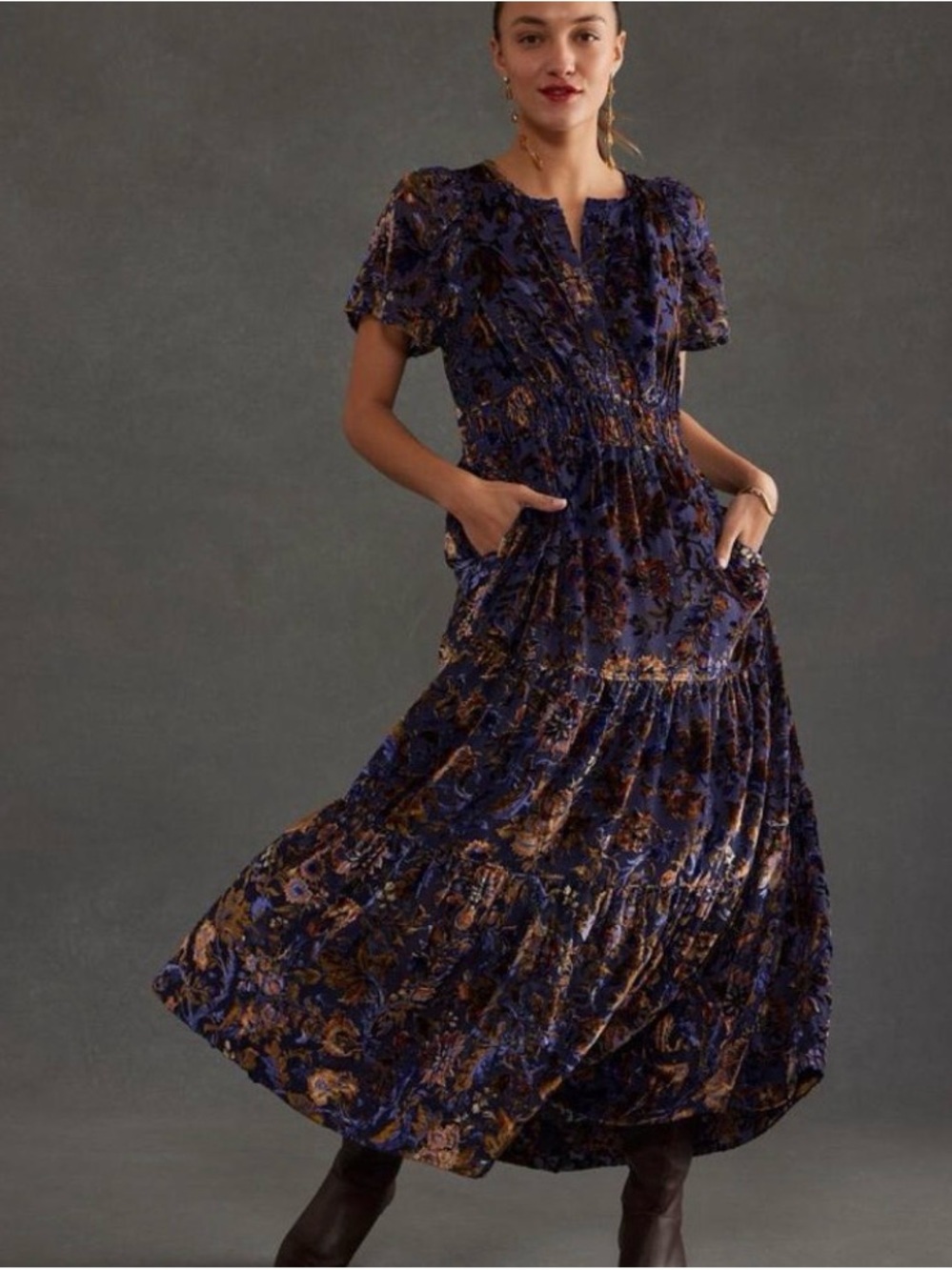 Anthropologie the Somerset Maxi Dress Velvet Edition size XS